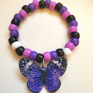 Handmade Purple Butterfly Charm Kandi Bracelet